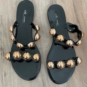 Asos black sandals with gold studs
